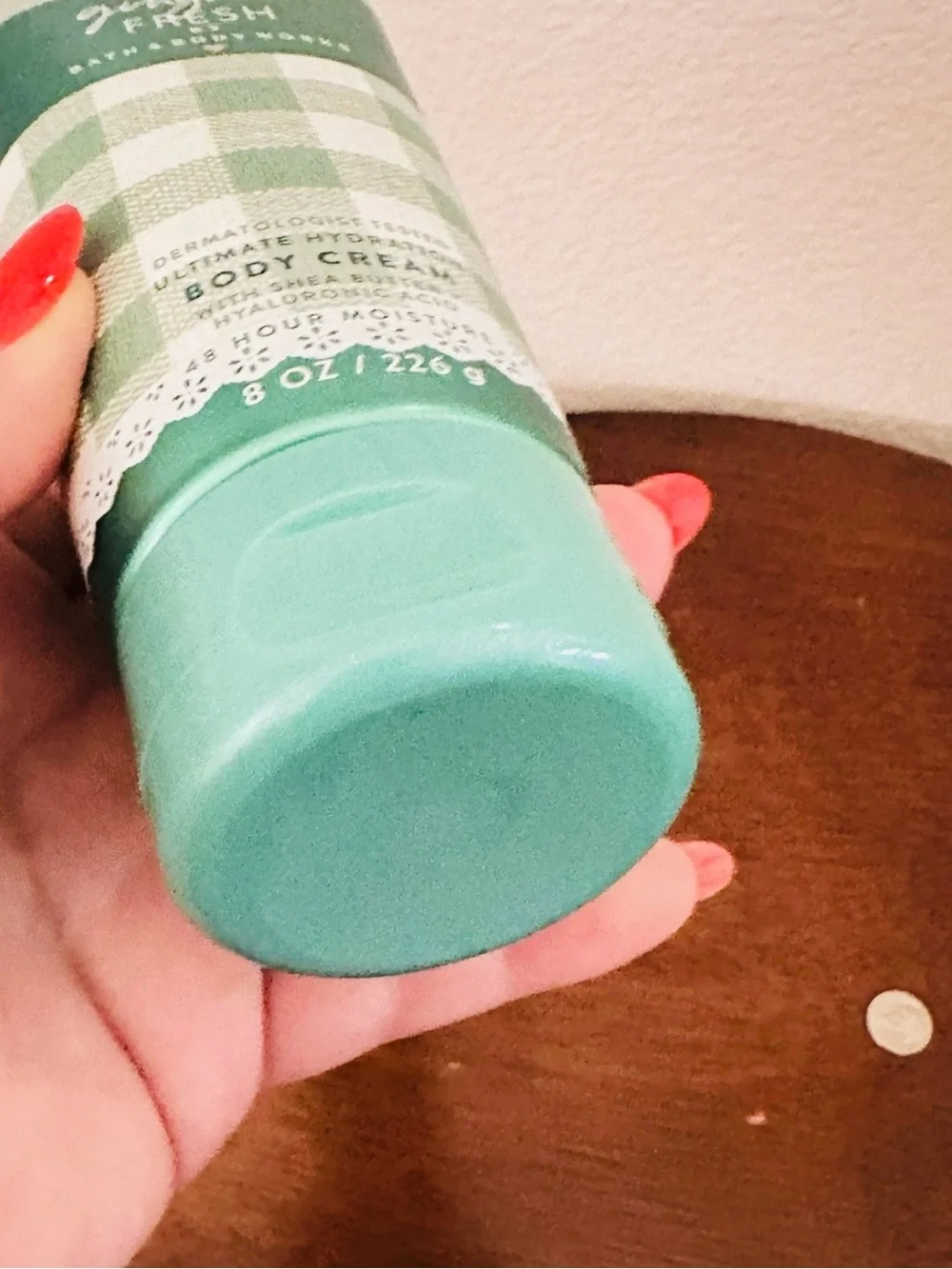 Bath & Body Works Gingham Fresh Body Cream - Mint Green and White